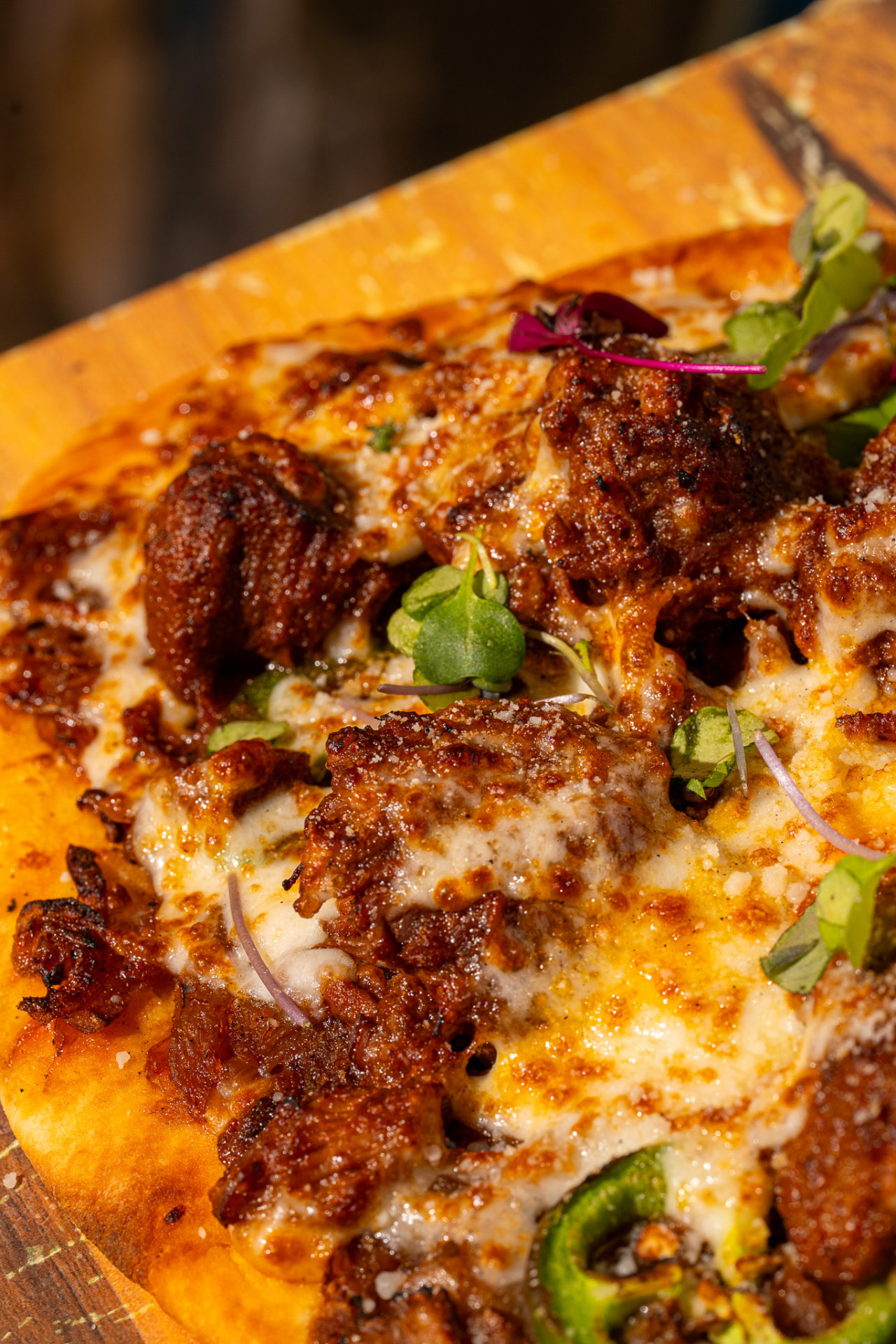 Naughty Naan, macro on the protein and melted cheese