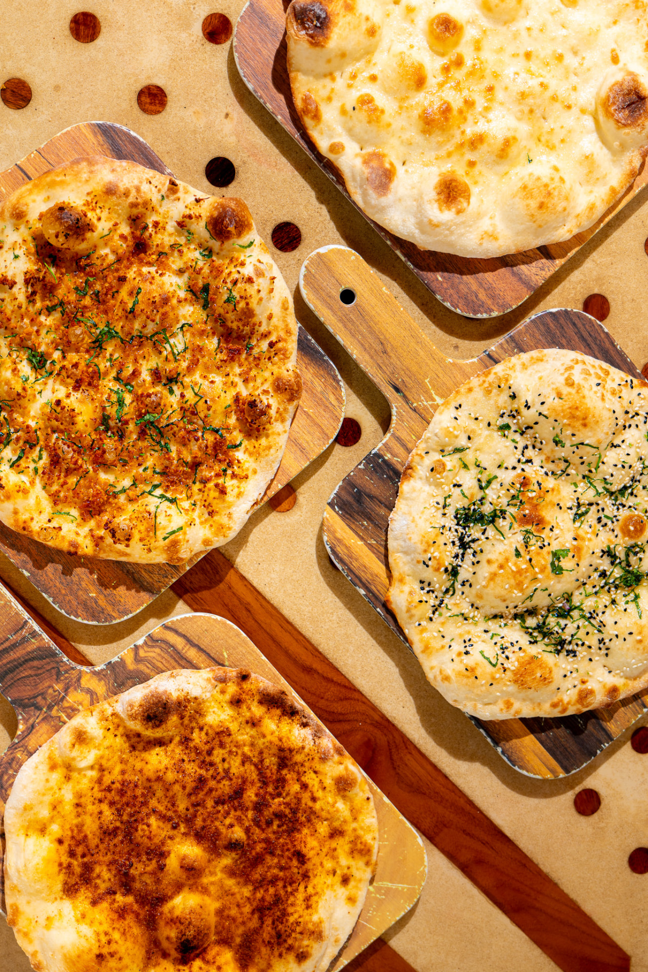 Naan lineup: butter and chili garlic
