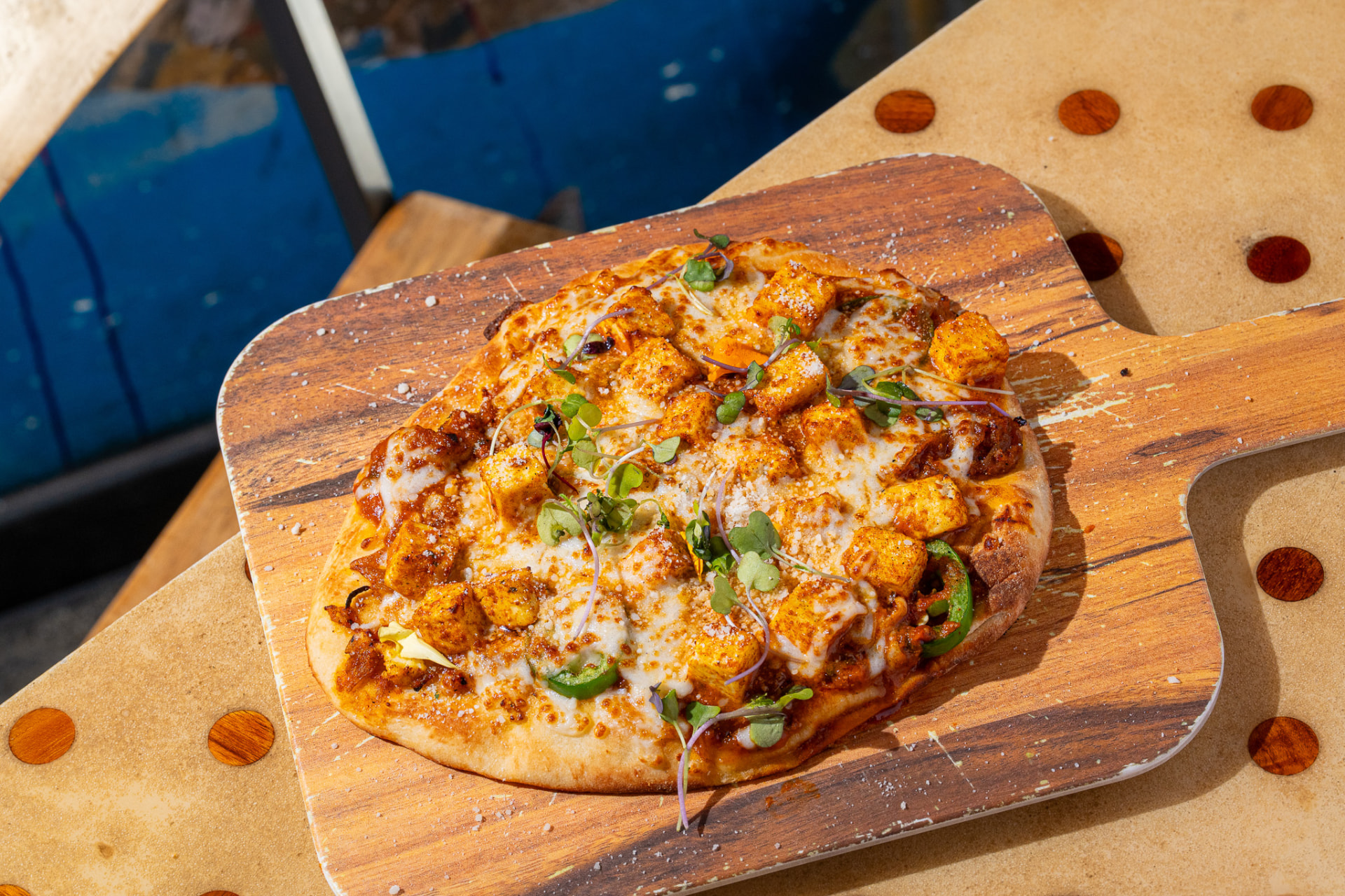 Paneer Naughty Naan, full top down on the board