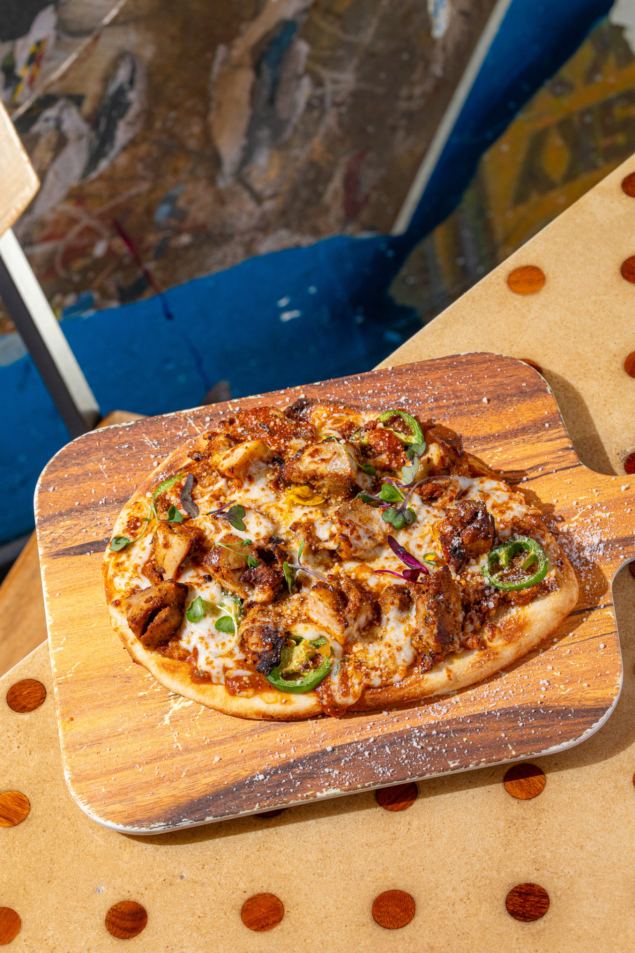 Chicken Naughty Naan, full top down on the board