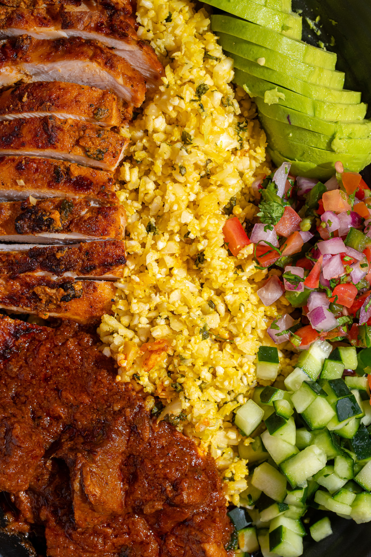 Performance protein bowl, close up on the proteins