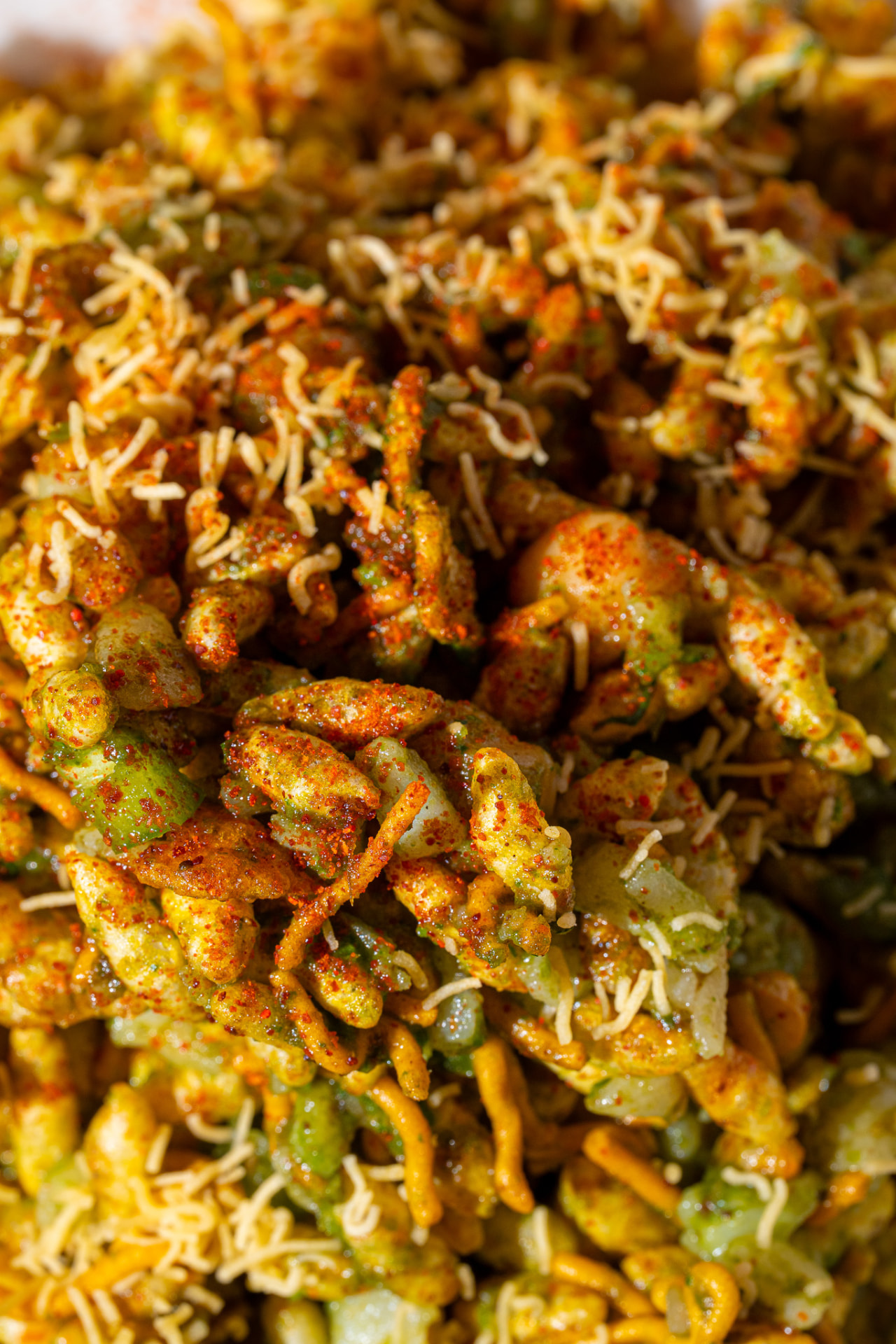 Bhel Puri, macro on puffed rice and sev