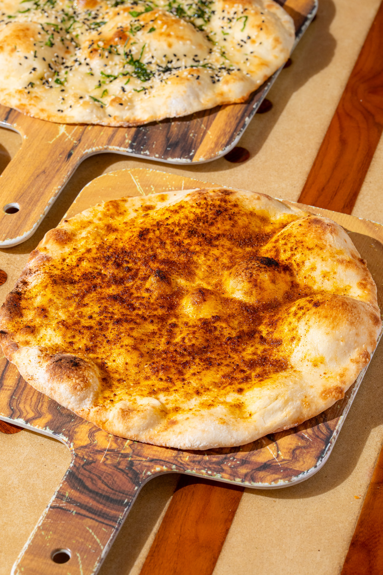 Burnt chili garlic naan