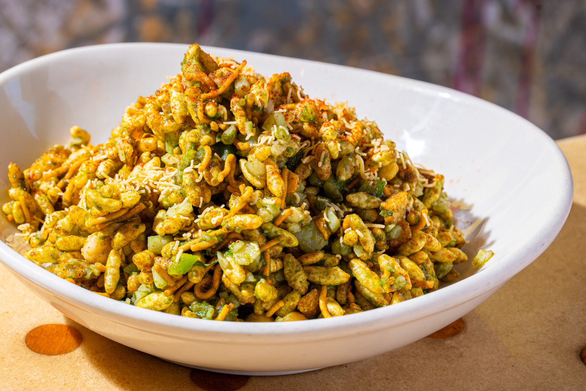 Bhel Puri bowl, wide angle