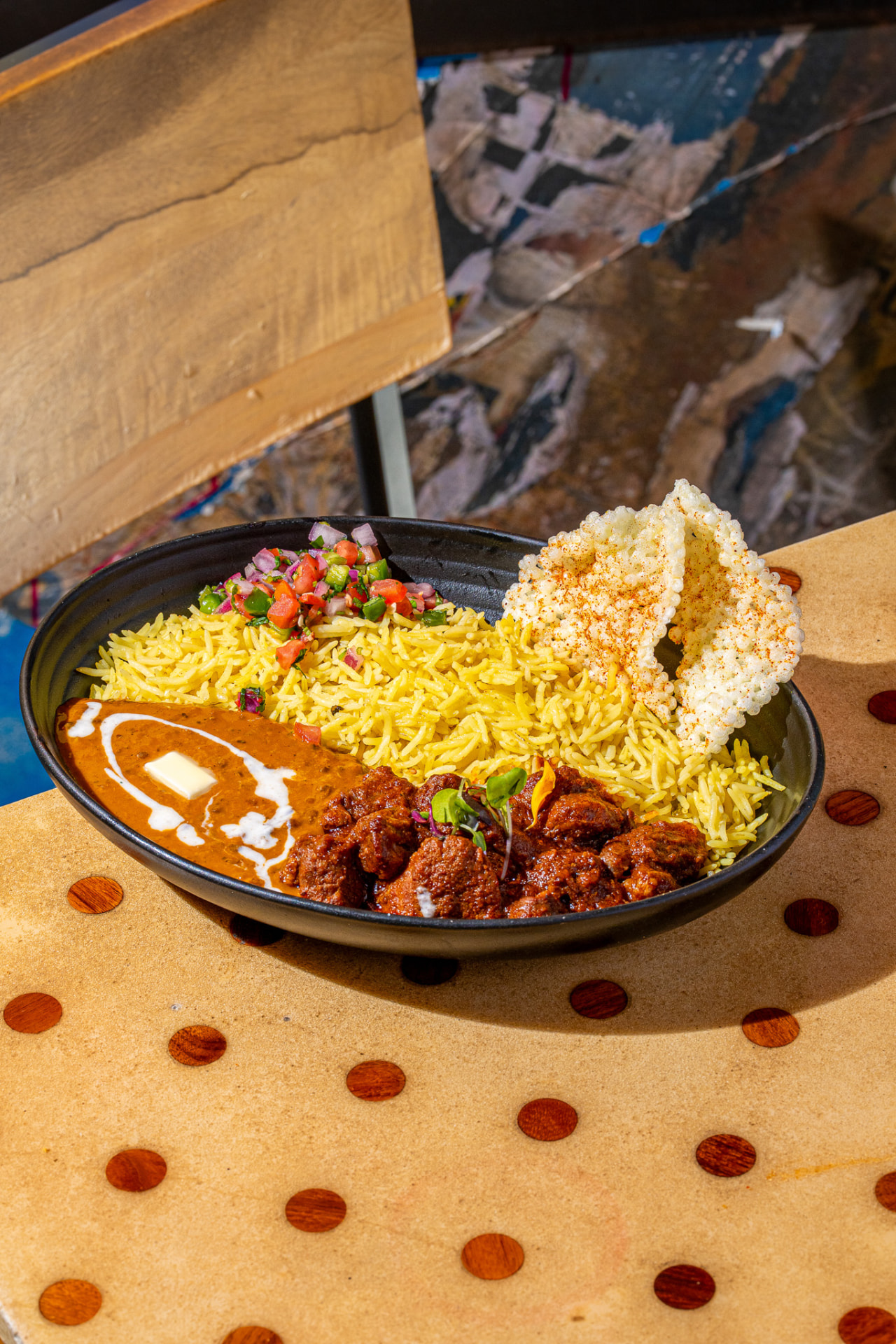 Lamb bowl with daal, angled