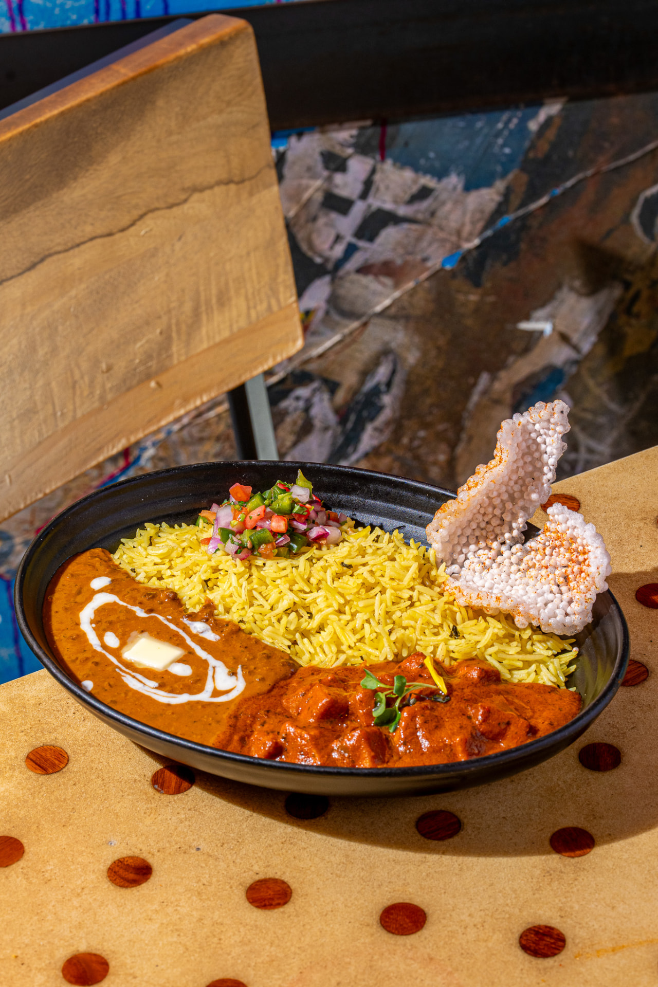 Tikka Masala Bowl with daal and papadum